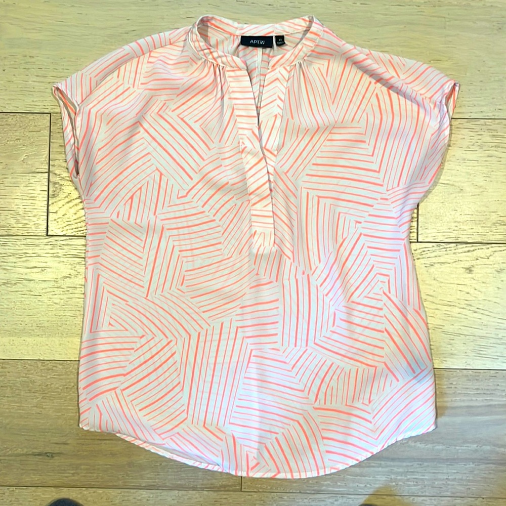 White and Neon Pink Blouse